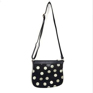 Fossil Black Canvas Polkadot Crossbody Bag